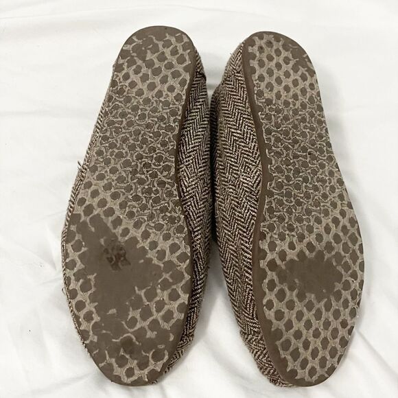 Toms Classics English Herringbone Brown & Gold Slip On Shoes Flats Size 8.5 - Picture 6 of 8